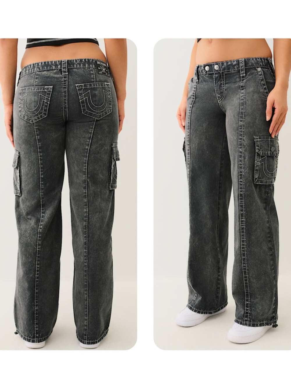 True Religion Bobbi Low Rise Big T Relaxed Cargo Pant NWT